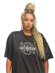 House of LION BABE - Oversized Charcoal Tee Embroidered White Logo