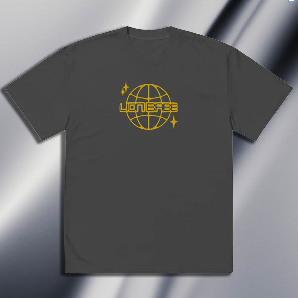 House of LION BABE - Oversized Charcoal Tee Yellow Embroidered Logo